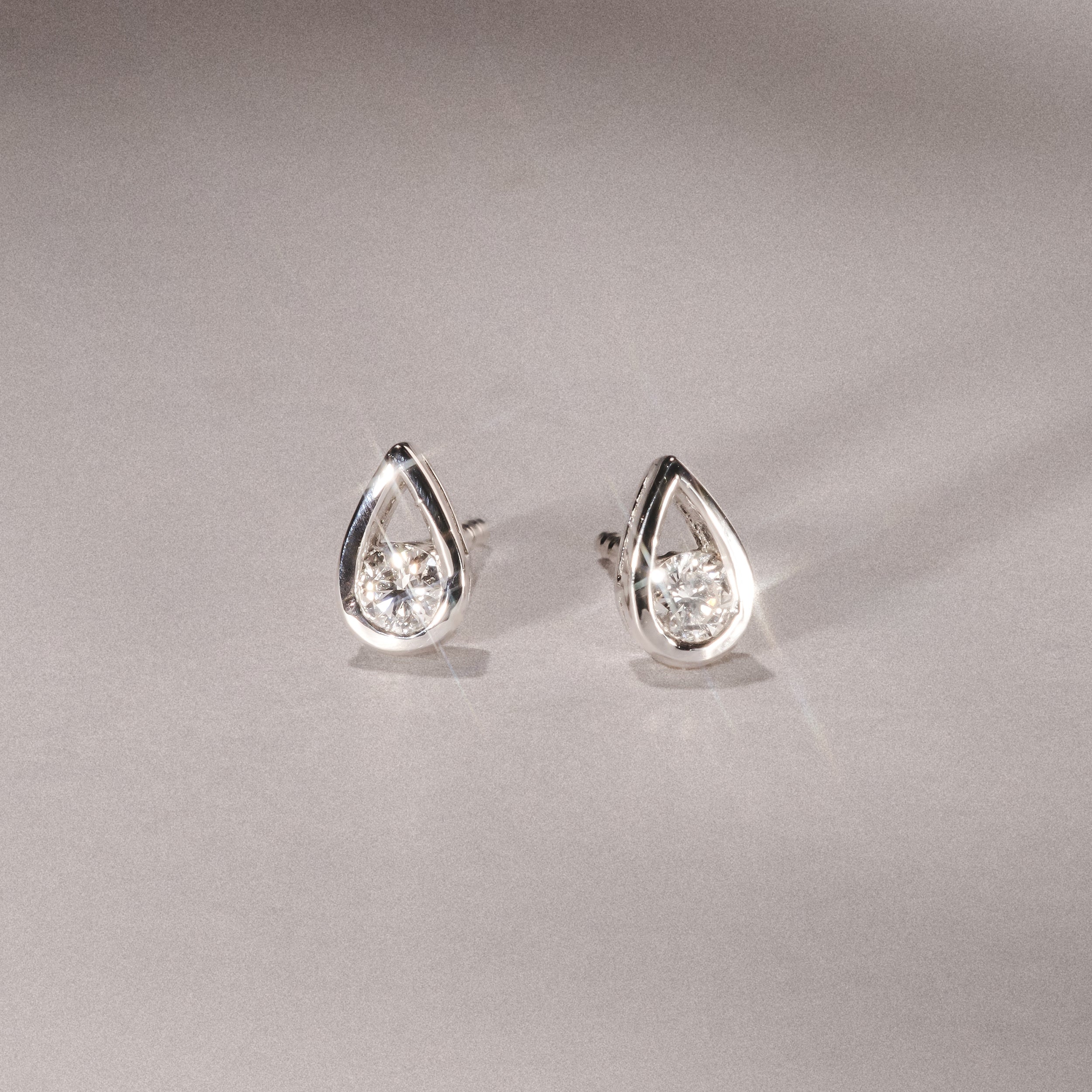 Teardrop 0.21ct Round Cut Lab Grown Stud Earrings in Sterling Silver